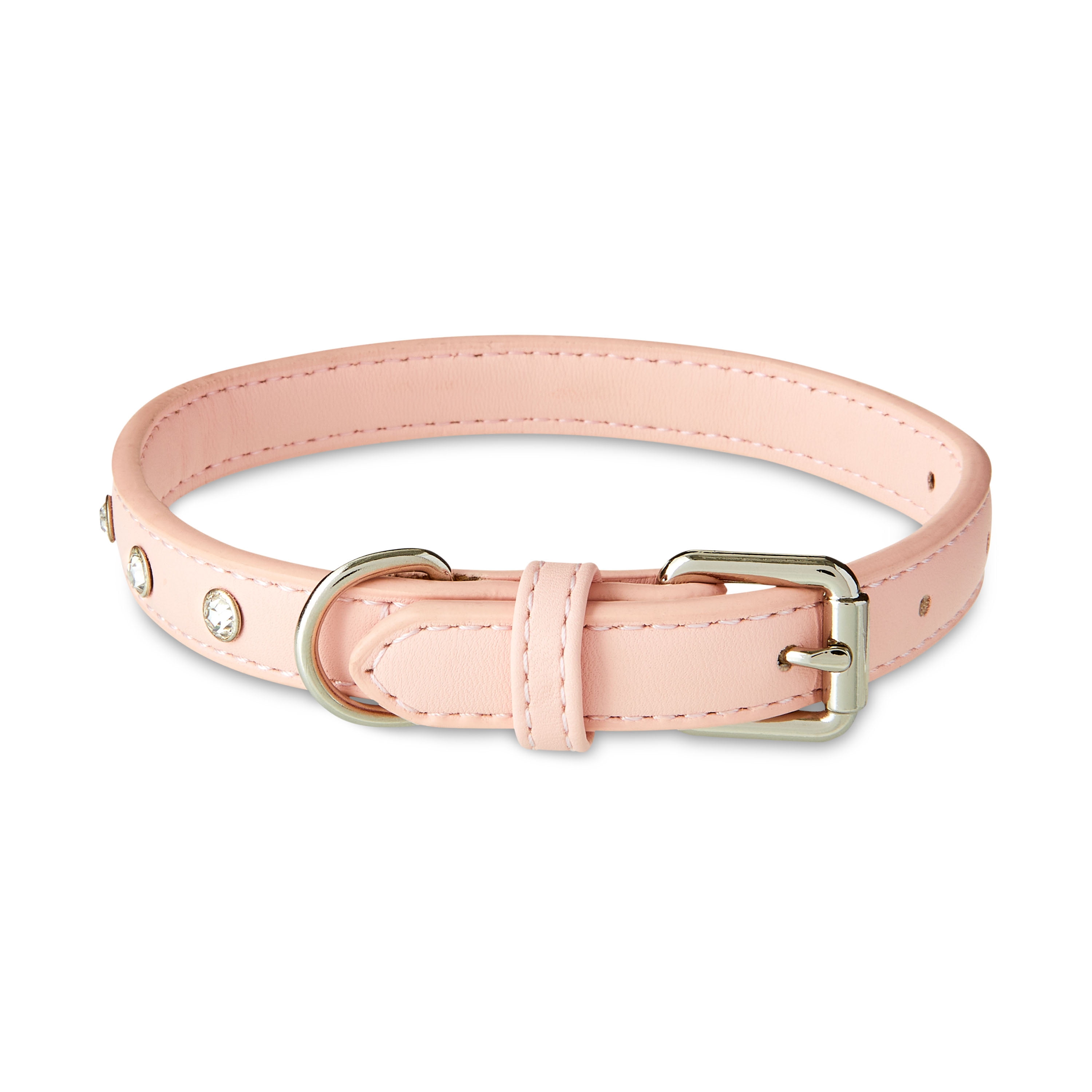 Vibrant Life Rhinestone Studded Adjustable Dog Collar, Pink, Small