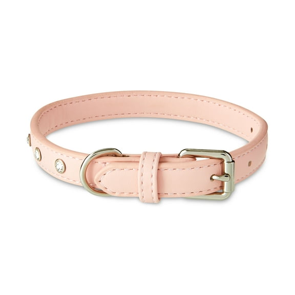 Vibrant Life Rhinestone Studded Adjustable Dog Collar, Pink, S