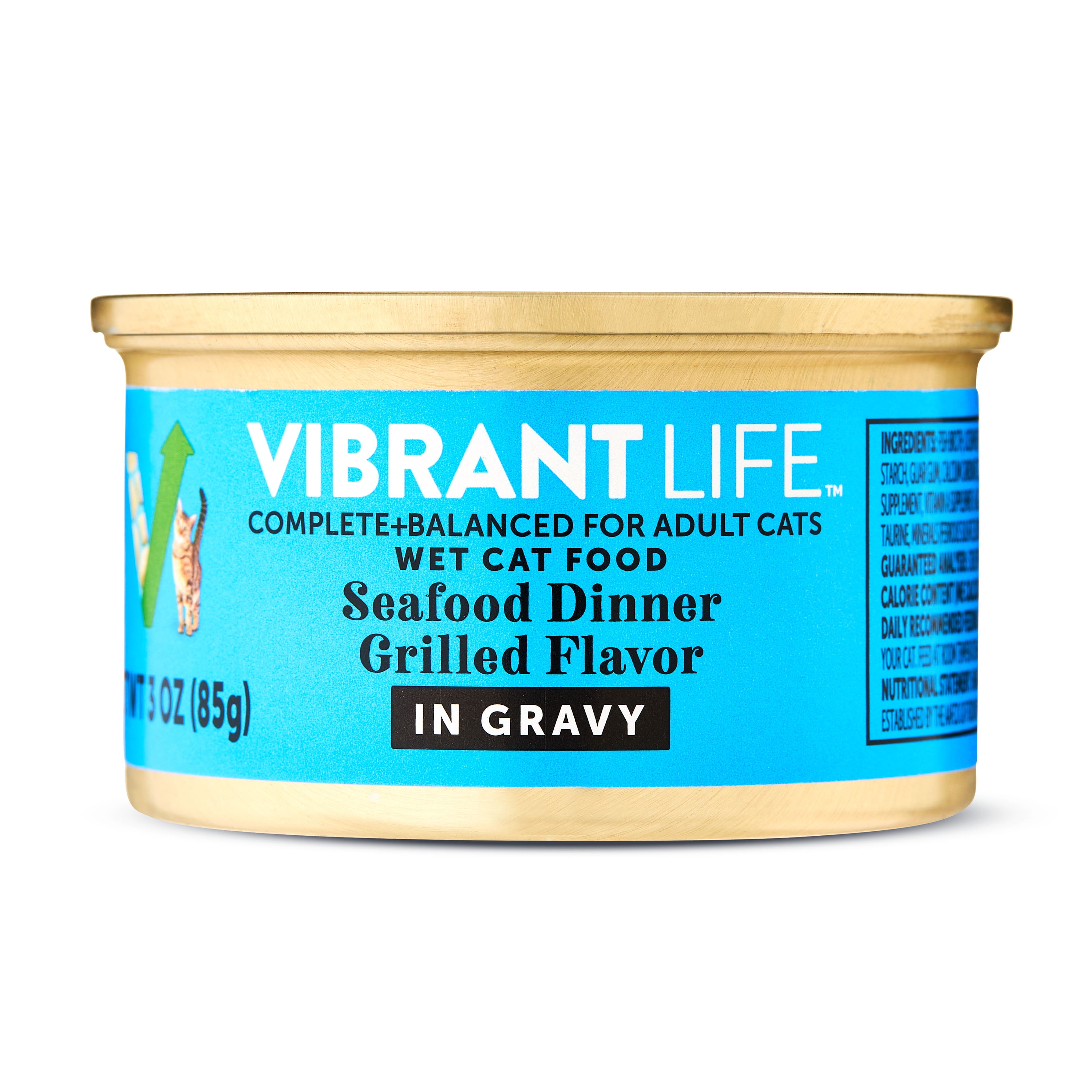 Vibrant Life Seafood Dinner Grilled Flavor in Gravy Wet Cat Food, 3 oz Can