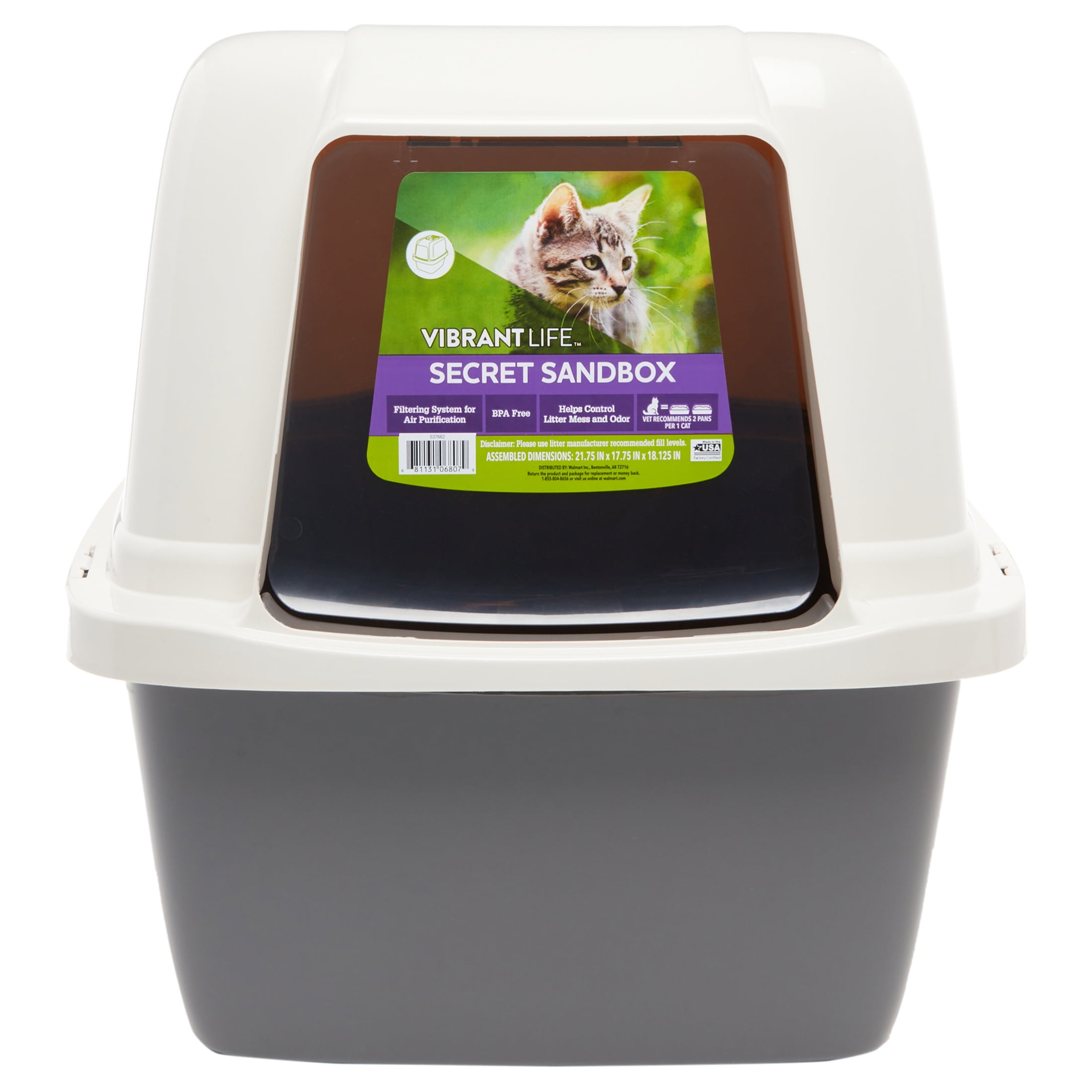 Vibrant Life Secret Sandbox Cat Litter Box Natural Lid with Beige Bottom