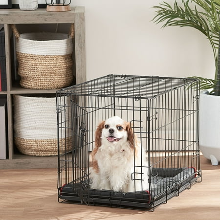 Vibrant Life Wire Dog Crate, Single-Door, Divider and Leak-Proof Tray, Metal, Foldable, Durable, Black, 18\"
