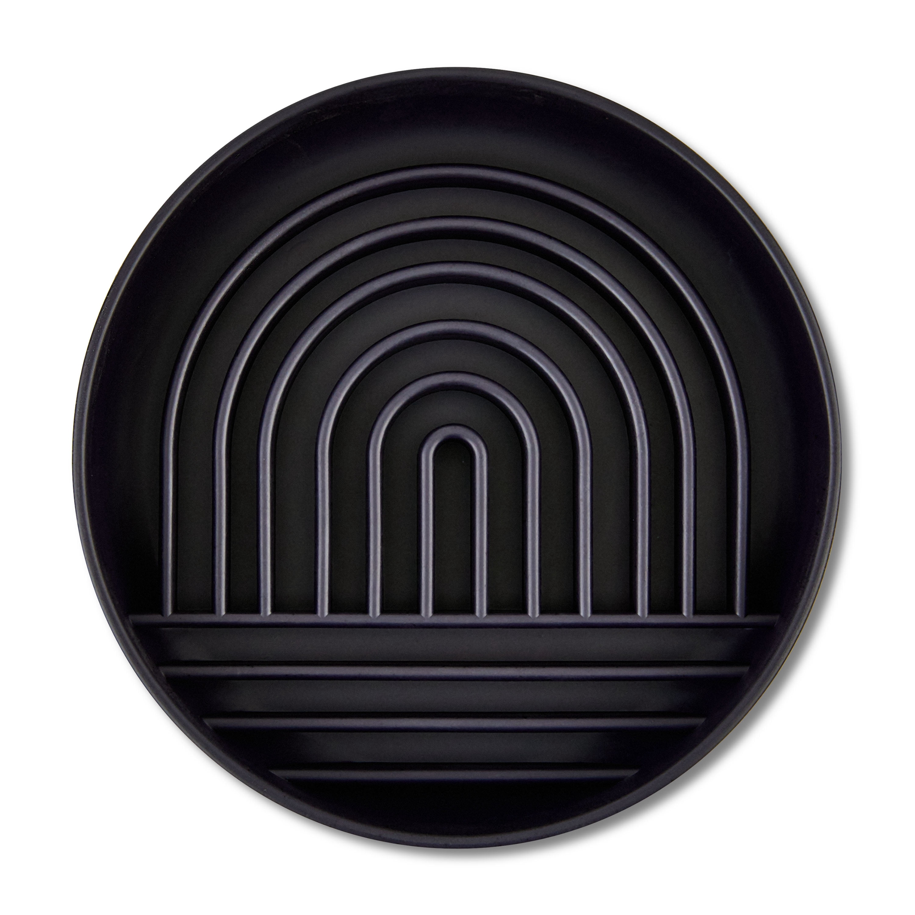 Vibrant Life Silicone Slow Feeder Bowl for Pets, Black Rainbow
