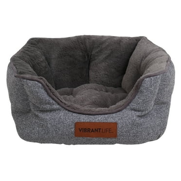 Vibrant Life Small Cozy Cuddler-Style Dog & Cat Bed, Bed with High Walls, Gray
