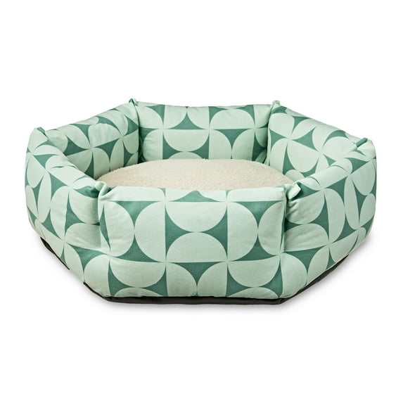 Vibrant Life Small Cozy Cuddler-Style Dog & Cat Bed, Retro Geo Print