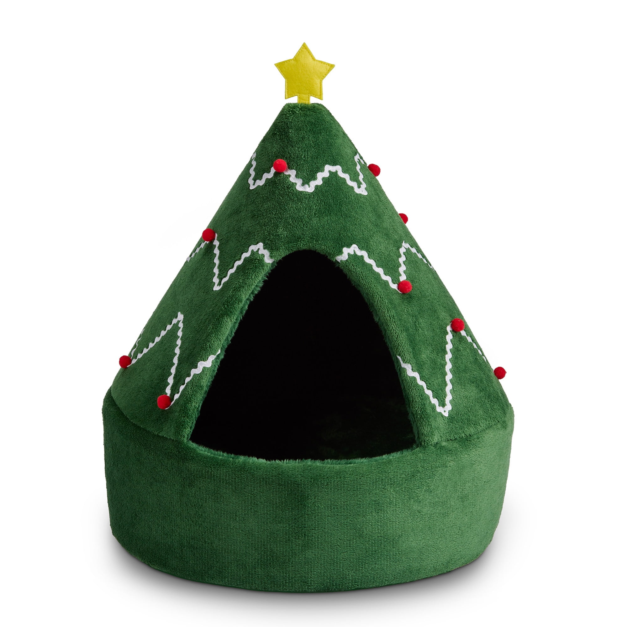 Vibrant Life Holiday Hideaway Dog & Cat Cave Bed Christmas Tree, Small