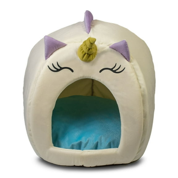 Vibrant Life Small Pet Bed with Removable Pillow, Cream Unicorn Theme