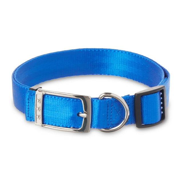 Vibrant Life Solid Nylon Dog Collar with Metal Buckle, Blue, Large ...