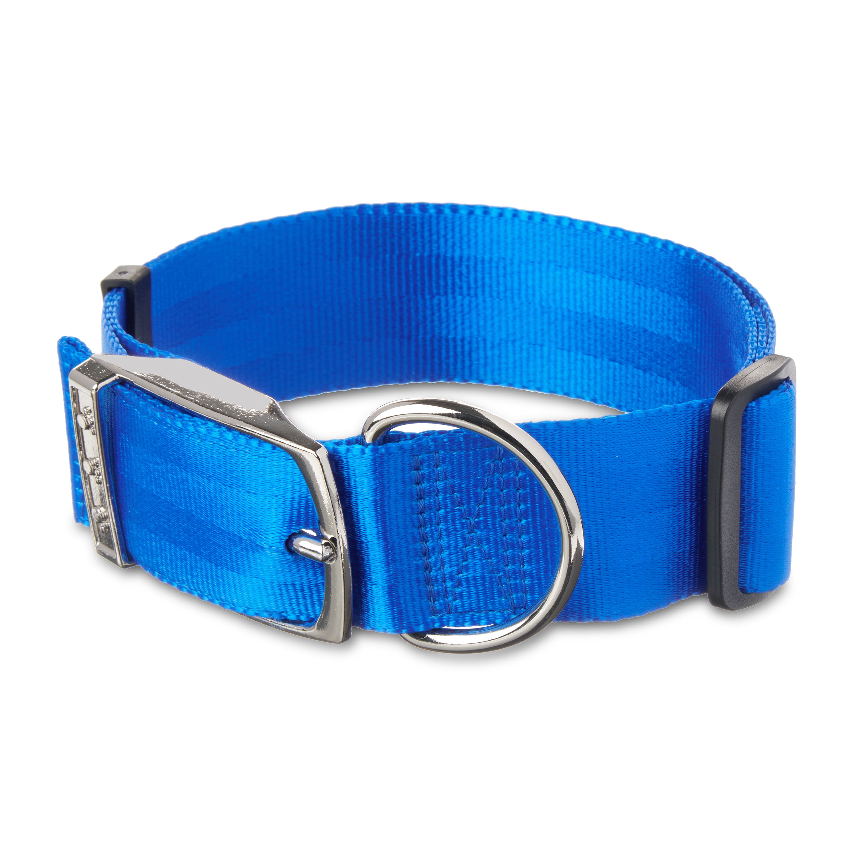 Vibrant Life Solid Nylon Dog Collar with Metal Buckle, Blue, x
