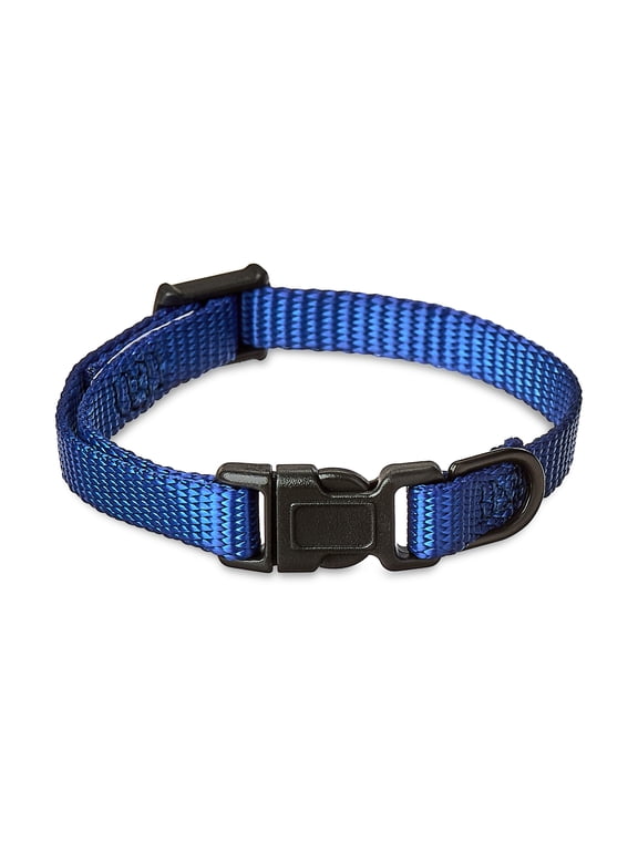 Solid Polyester Adjustable Dog Collar, Blue, XS