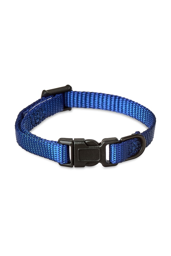 Solid Polyester Adjustable Dog Collar, Blue, XS