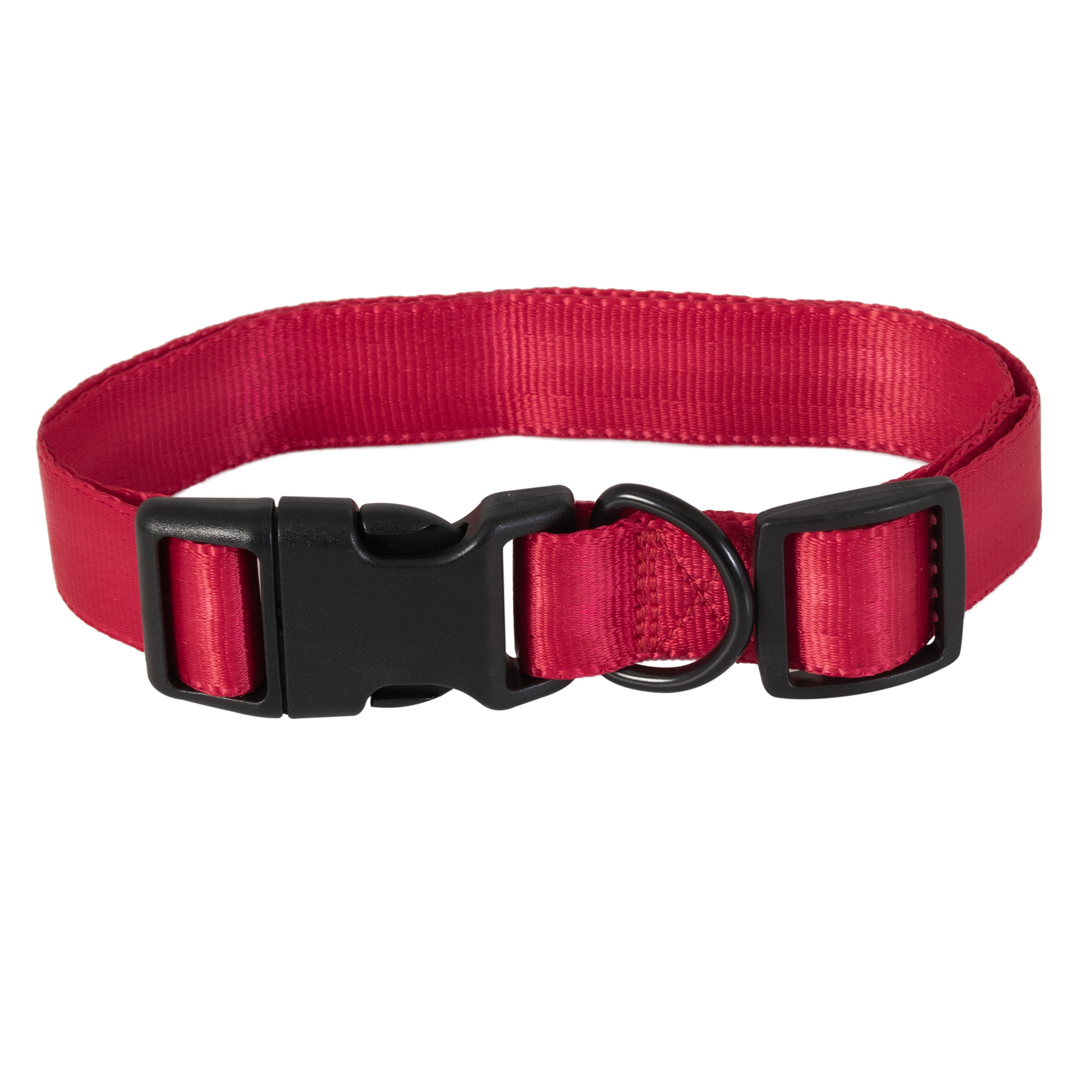 Vibrant Life Solid Polyester Adjustable Dog Collar, Red, Large