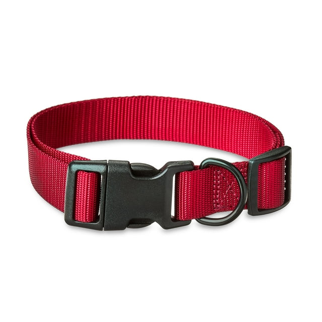 Vibrant Life Solid Polyester Adjustable Dog Collar, Red, Large
