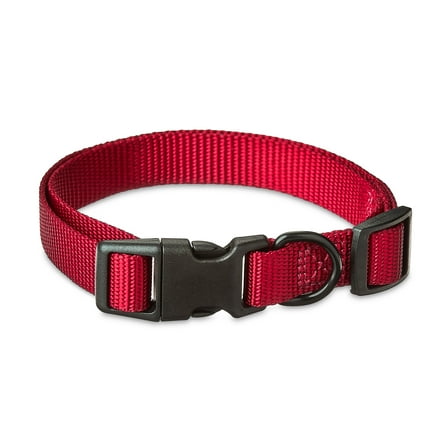 Vibrant Life Solid Polyester Adjustable Dog Collar, Red, Medium
