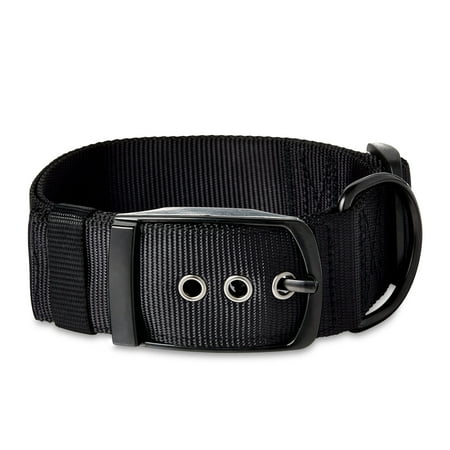 Vibrant Life Solid Polyester Dog Collar with Metal Buckle, Black, Extra Large