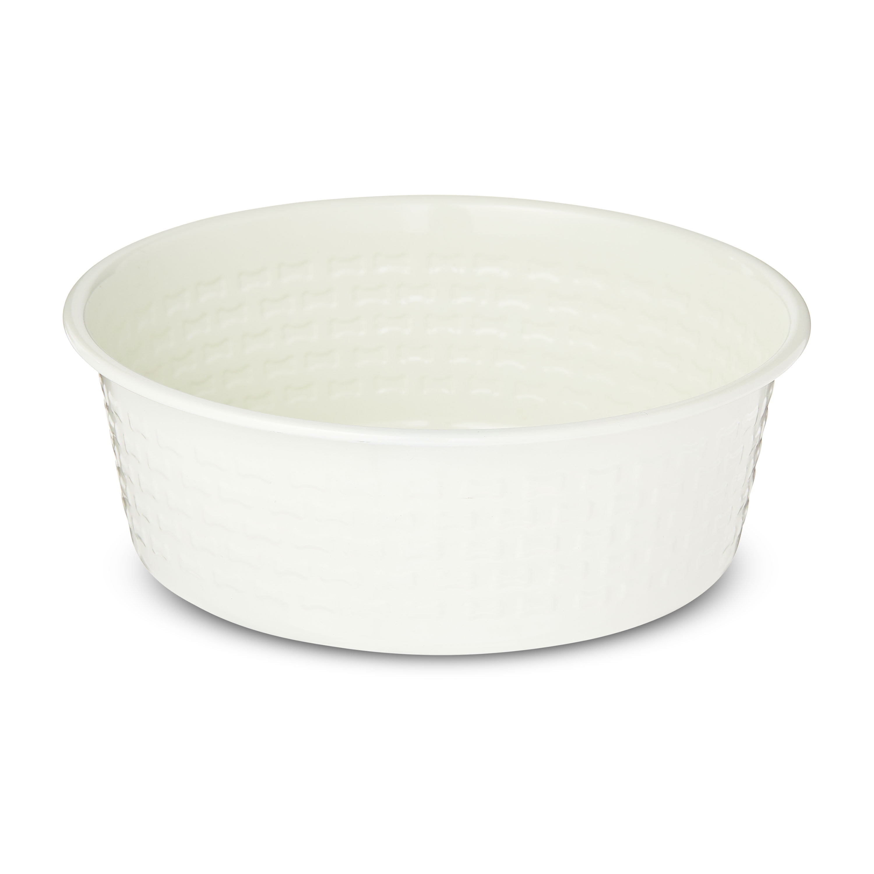 Vibrant Life Large 7.5-Cup Stainless Steel Bone Textured Pet Bowl, White