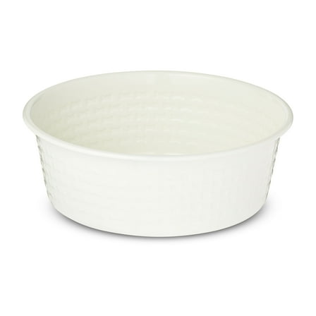Vibrant Life Large Stainless Steel Pet Bowl with Bone Texture, White