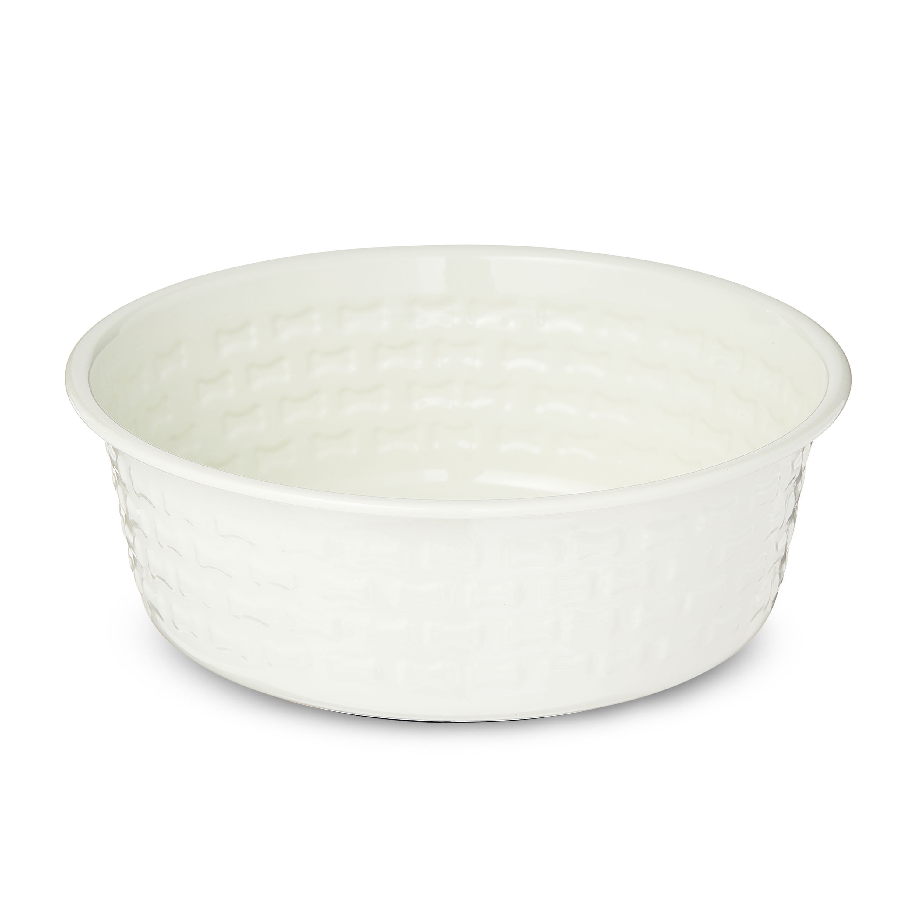 Vibrant Life Medium 4-Cup Stainless Steel Bone Textured Pet Bowl, White