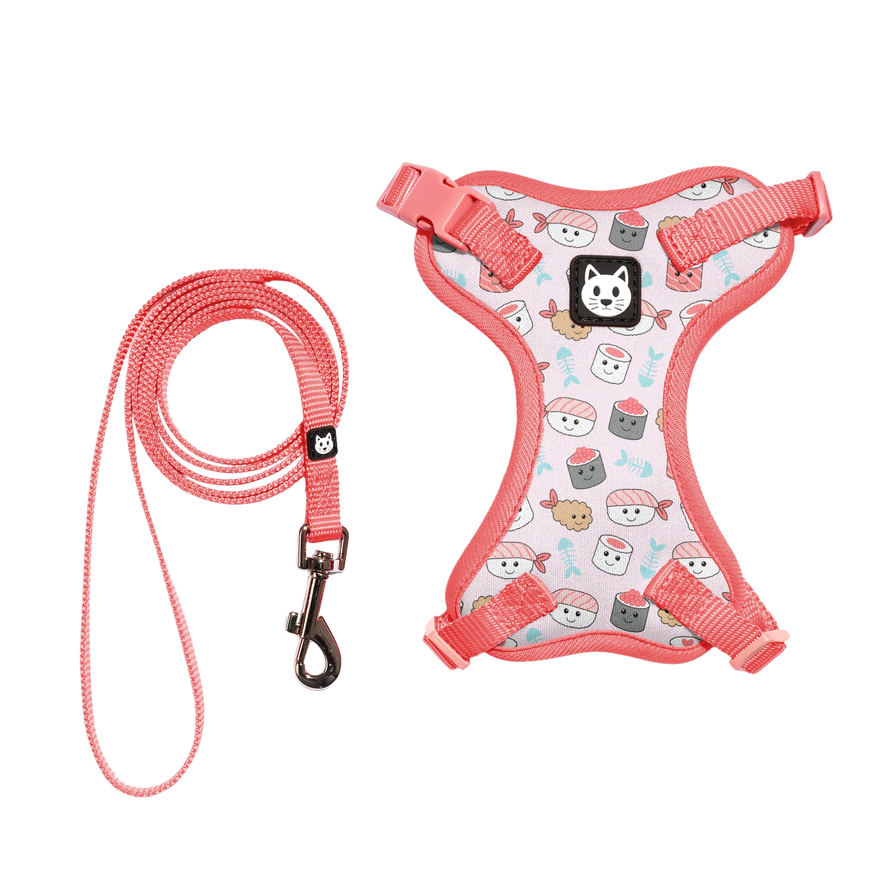Vibrant Life Polyester Sushi Cat Harness and Leash Set, Pink, One Size