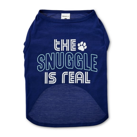 Vibrant Life Dog Clothes, The Snuggle Is Real T-Shirt, Blue, Large