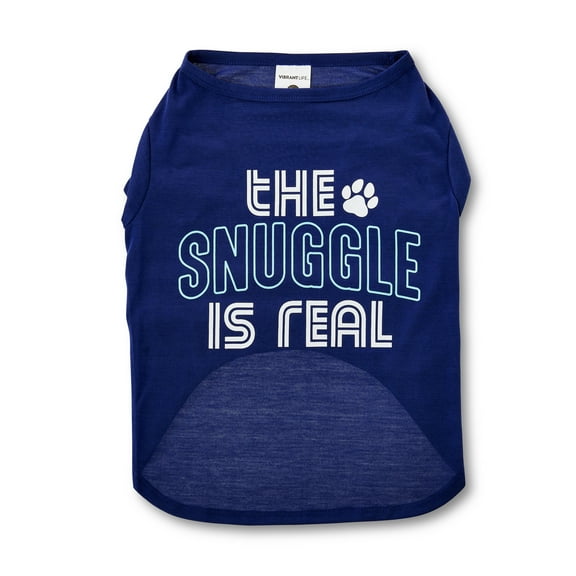 Vibrant Life The Snuggle Is Real Dog T-Shirt, Blue, Medium