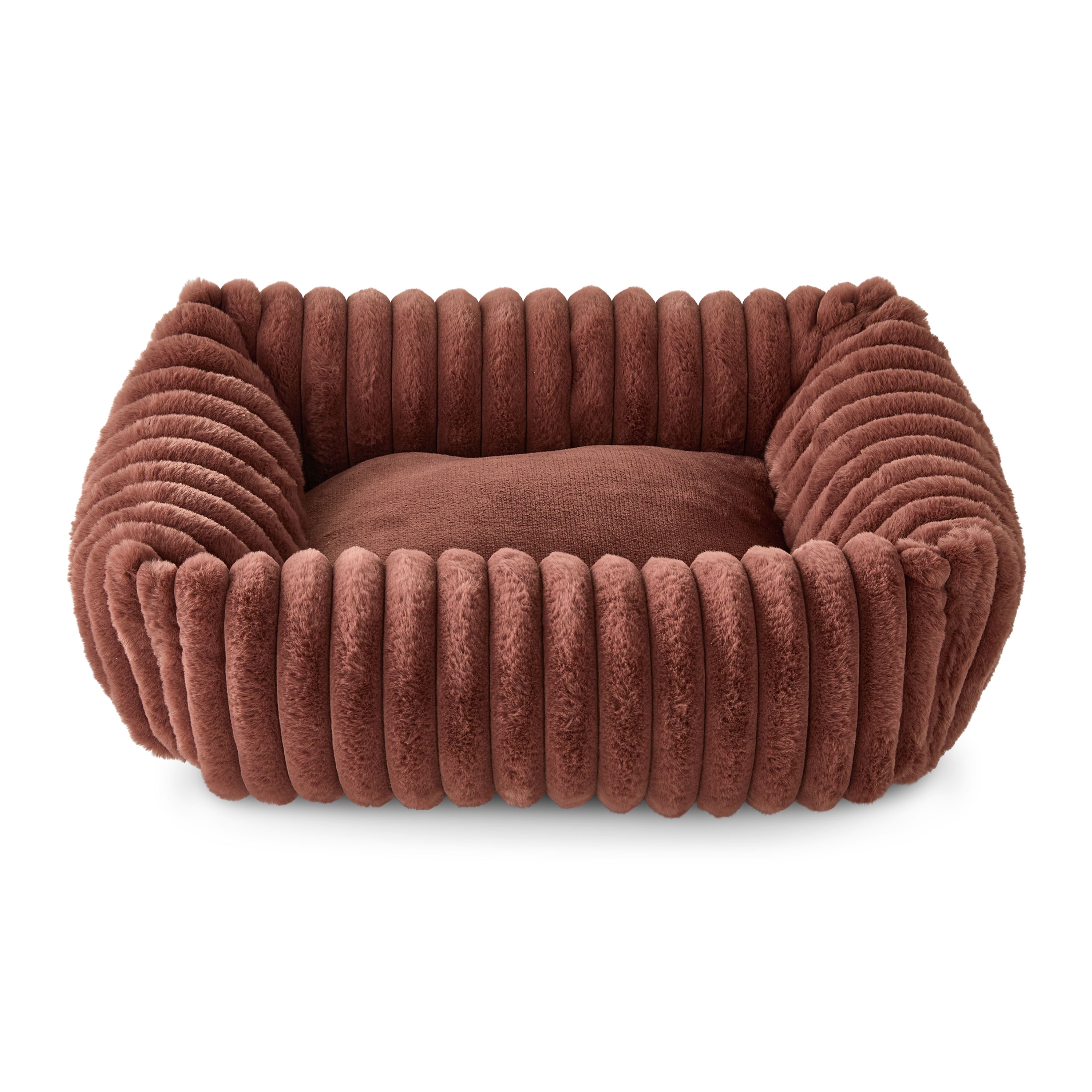 Vibrant Life Small Thick Corduroy Plush Bolster Dog Bed, Cappuccino, 17" x 21"