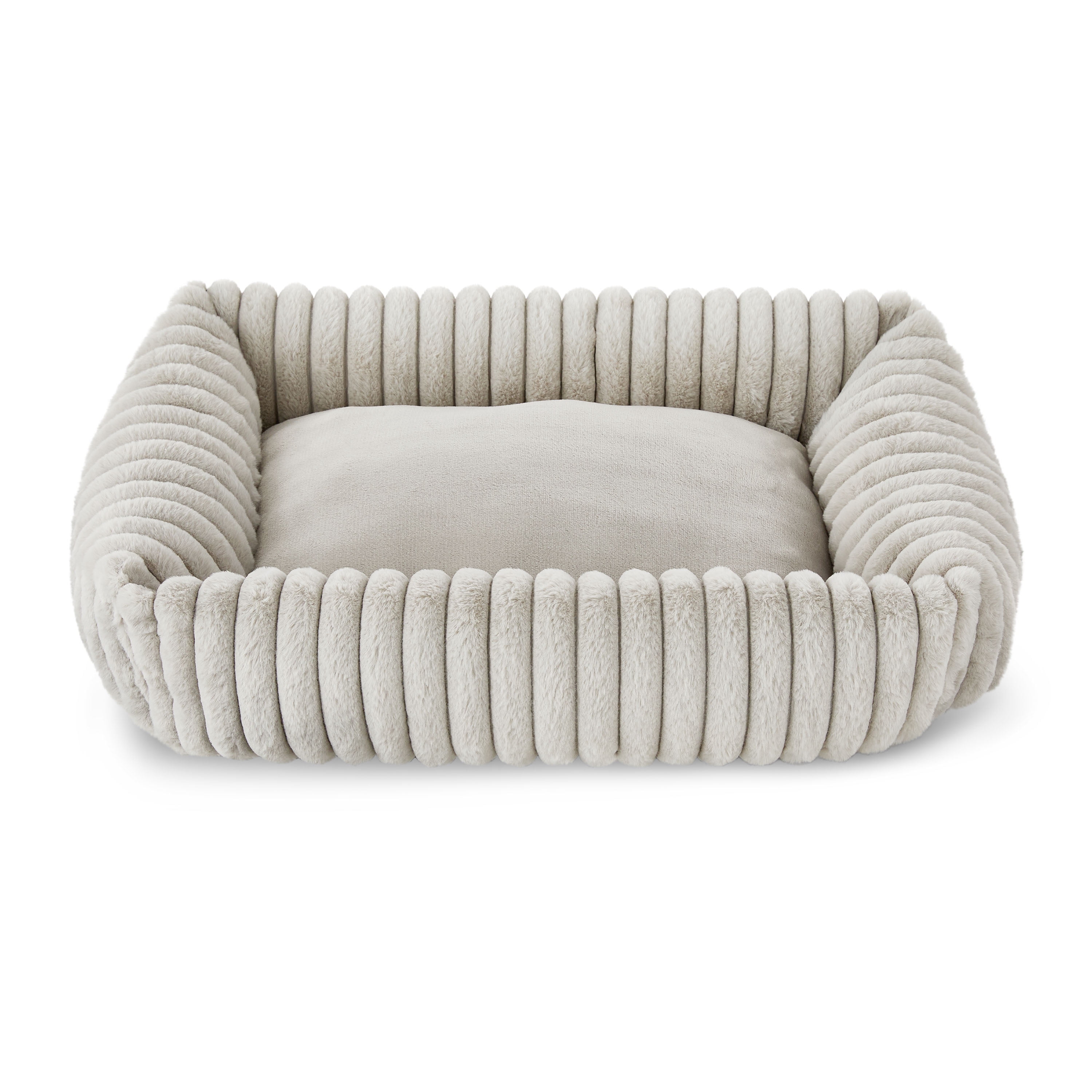 Vibrant Life Medium Thick Corduroy Plush Bolster Dog Bed, Gray, 21" x 27"