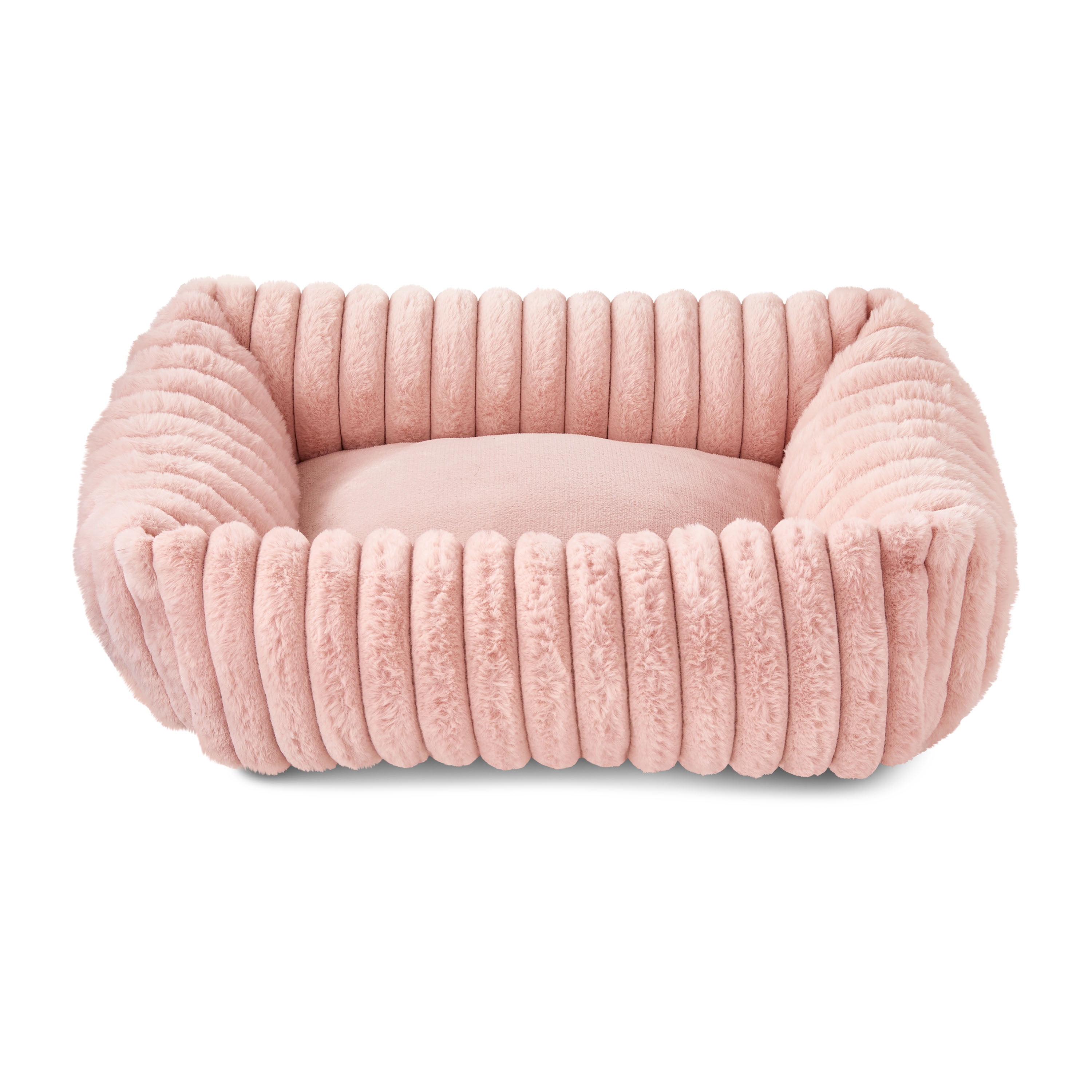 Vibrant Life Small Thick Corduroy Plush Bolster Dog Bed, Pink, 17" x 21"