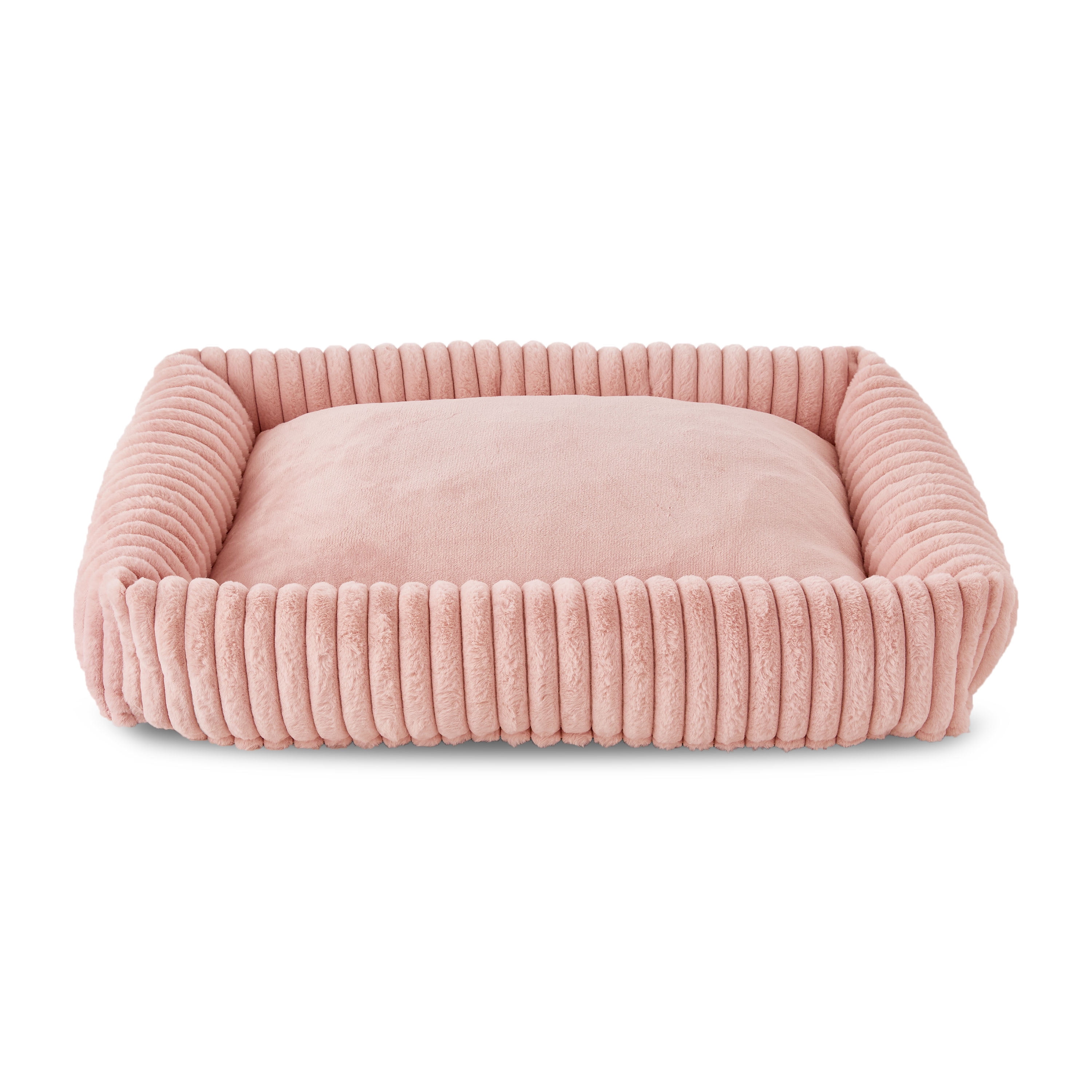 Vibrant Life Large Thick Corduroy Plush Bolster Dog Bed, Pink, 27" x 36"