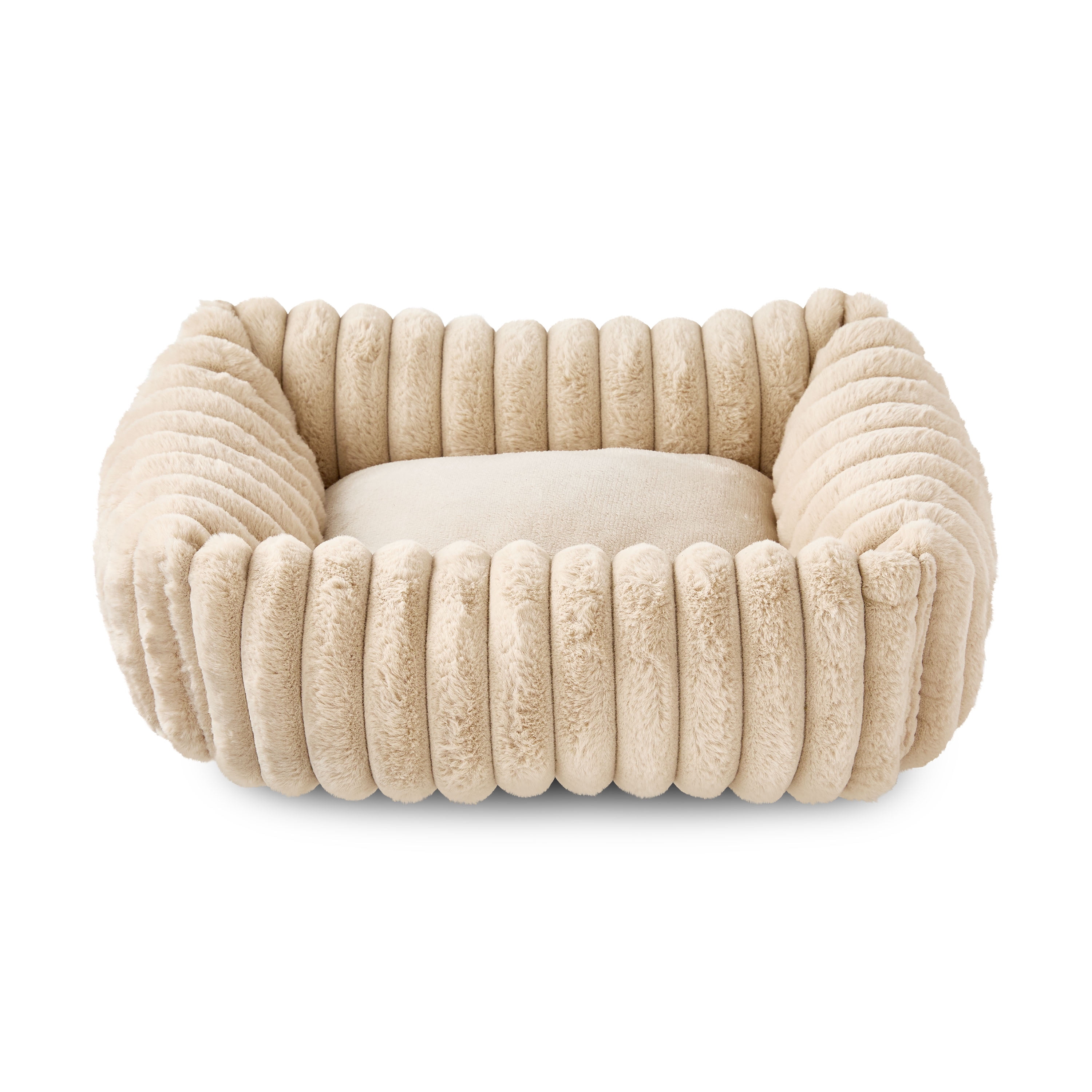 Vibrant Life Small Thick Corduroy Plush Bolster Dog Bed, Tan, 17" x 21"