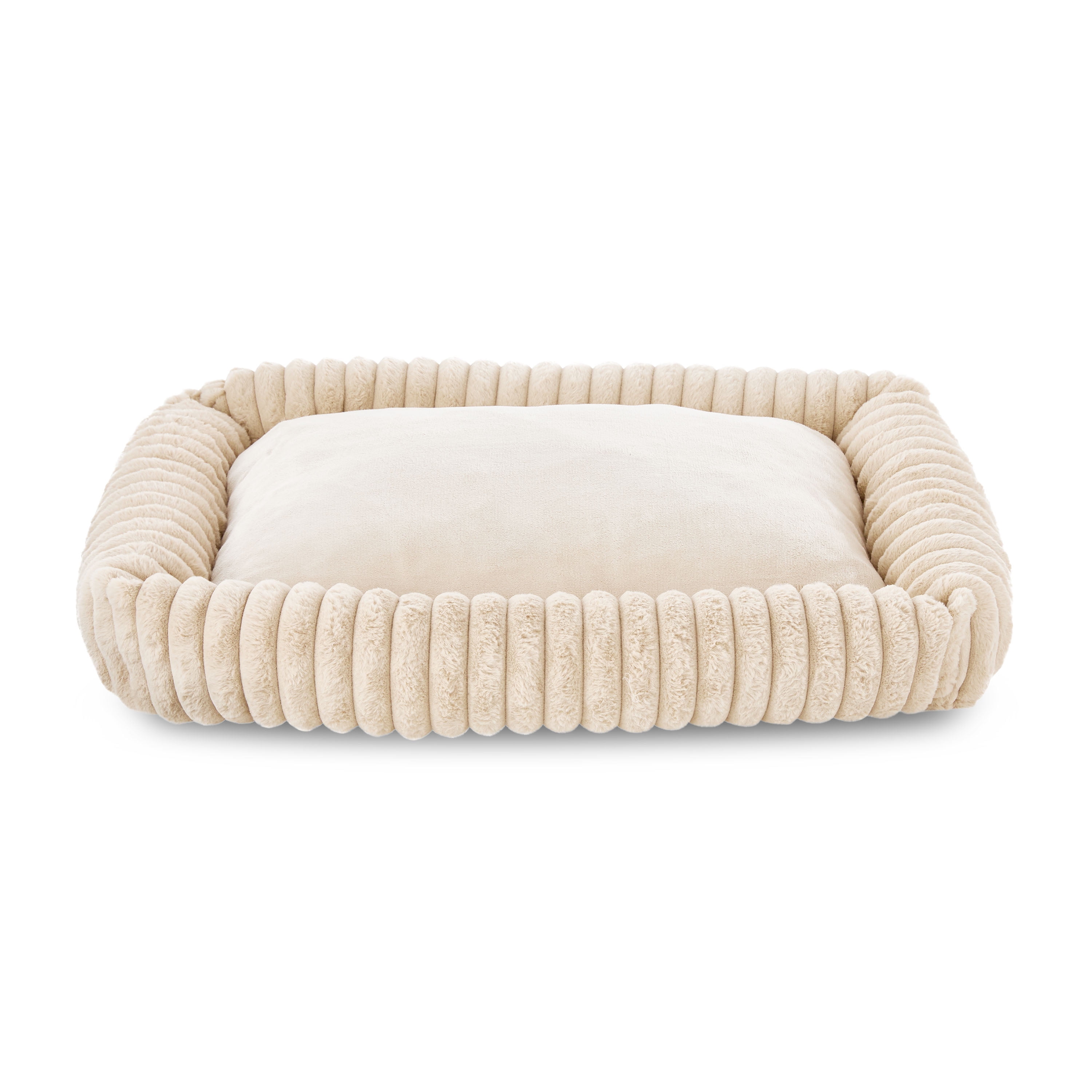 Vibrant Life Large Thick Corduroy Plush Bolster Dog Bed, Tan, 27" x 36"