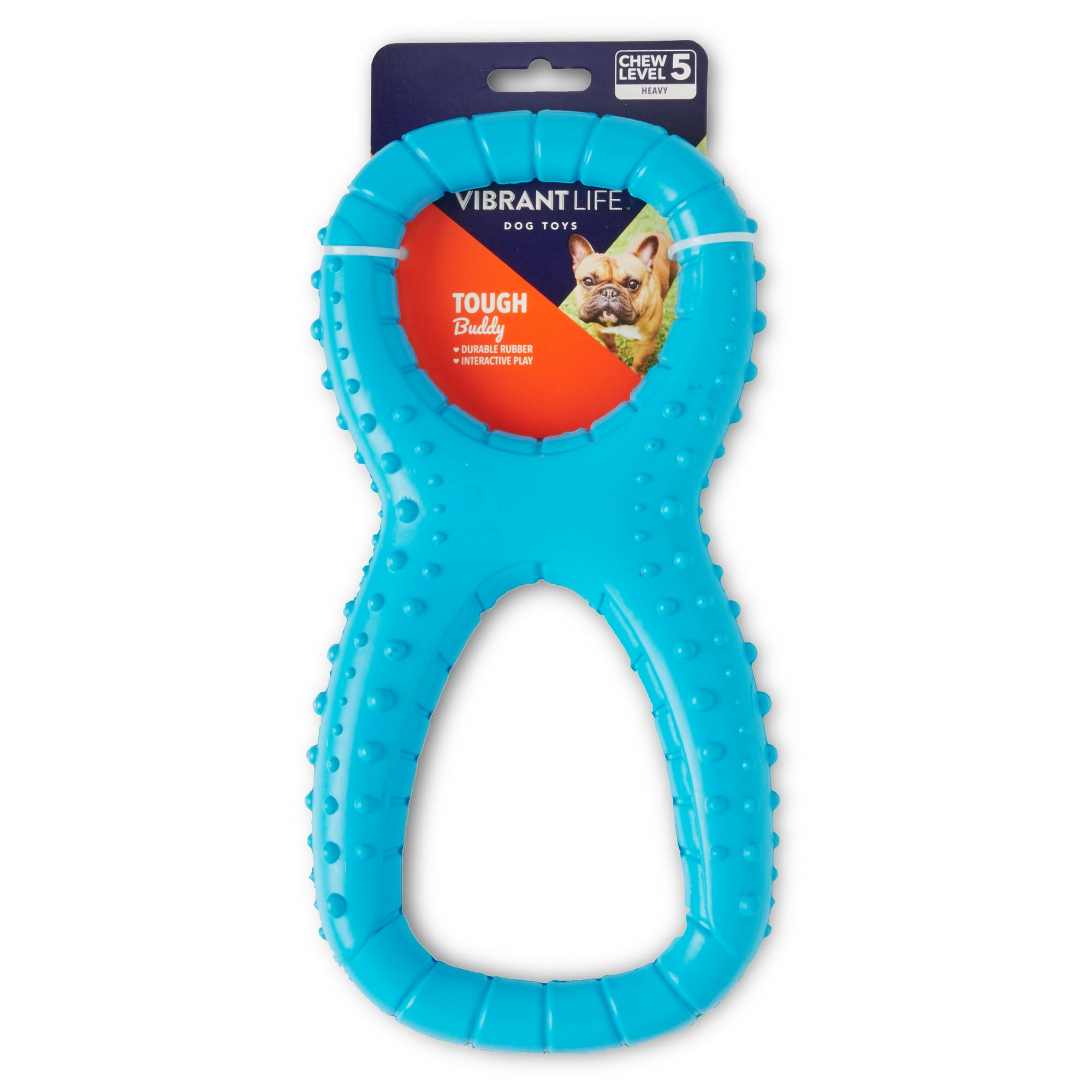 Vibrant Life Tough Buddy 8 Ring Dog Toy, Color May Vary, Chew Level 5