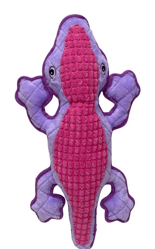 Vibrant Life 4-Piece Squeaky & Plush Tough Buddy Lizard Dog Toy, Chew Level 4Purple