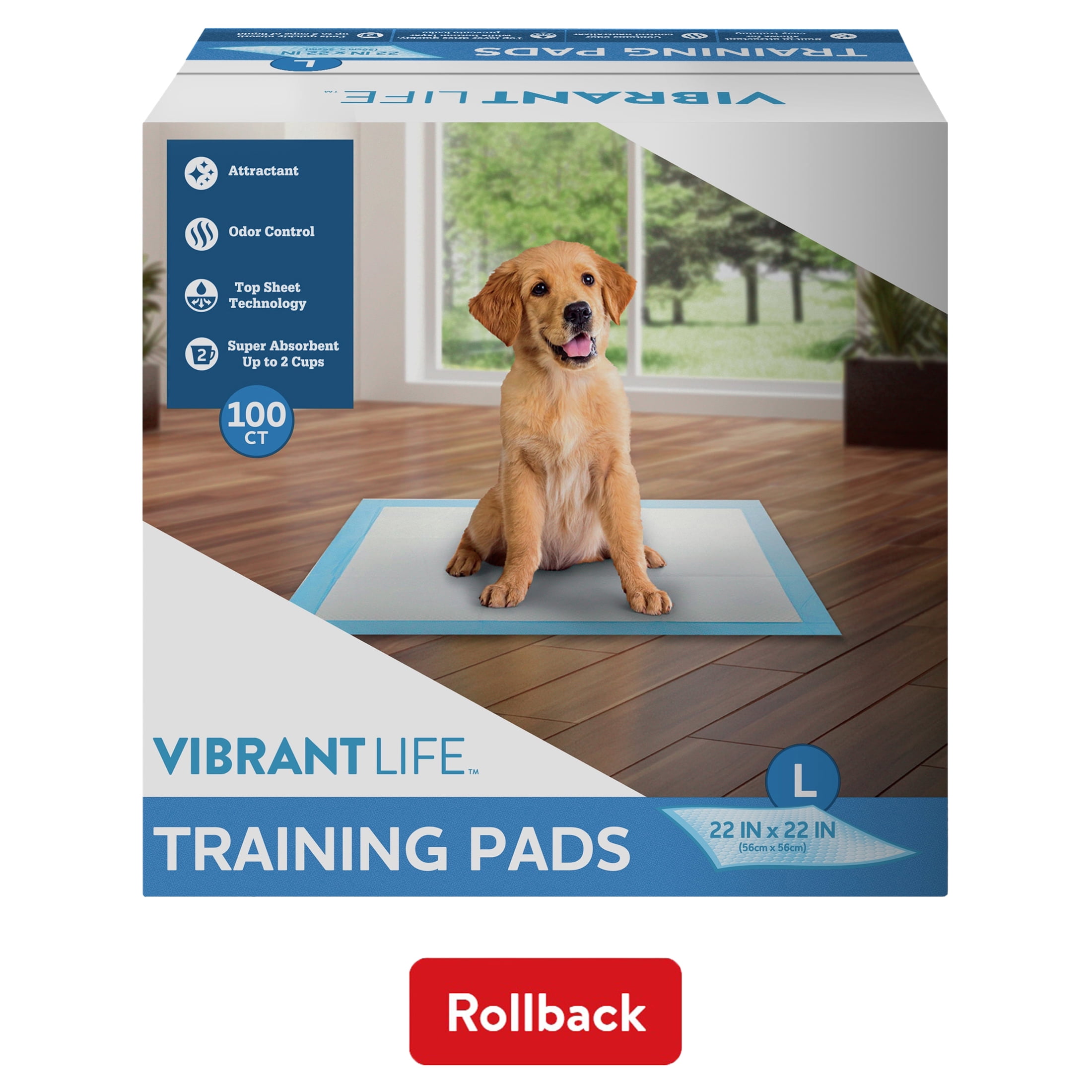 Vibrant Life Training Pads Large 22 in x 22 in 100 Count