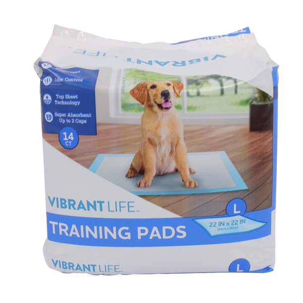 Vibrant Life Training Pads, Dog & Puppy Pads, L, 22 in x 22 in, 14