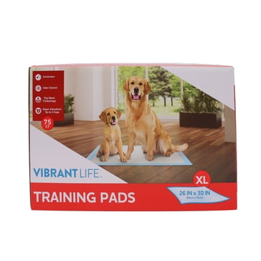 Vibrant Life Training Pads, Dog & Puppy Pads, XL, 26 in x 30 in, 75 Count