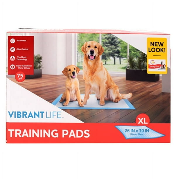 Vibrant Life Training Pads, Dog & Puppy Pads,XL, 26 in x 30 in,75 Count