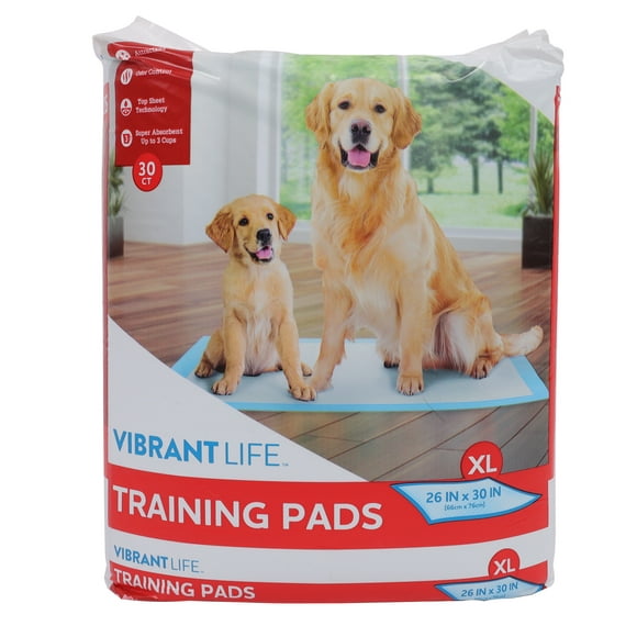 Vibrant Life Training Pads, XL, 26 in x 30 in, 30 Count