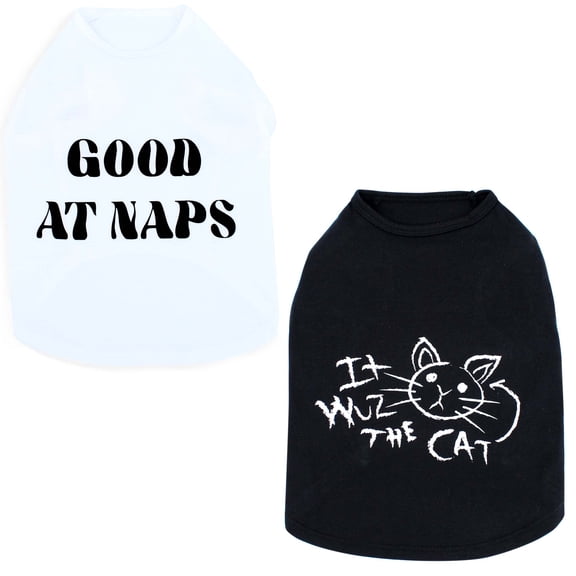 Vibrant Life Tshirt, 2pack, Cat/Naps, Black/White, XXS