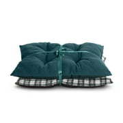 Vibrant Life Tufted Pillow Large Dog Bed Gift Set, Green Knit & Tartan Plaid