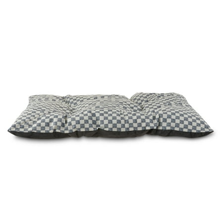 Vibrant Life Medium Tufted Pillow Pet Bed, Black and White Checkered, 35" x 27"