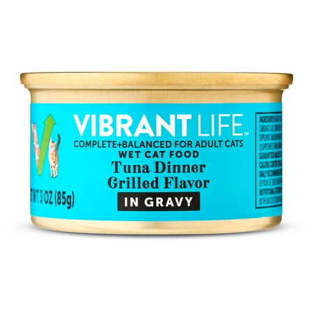 Vibrant Life Tuna Dinner Grilled Cuts in Gravy Wet Cat Food, 3 oz Can