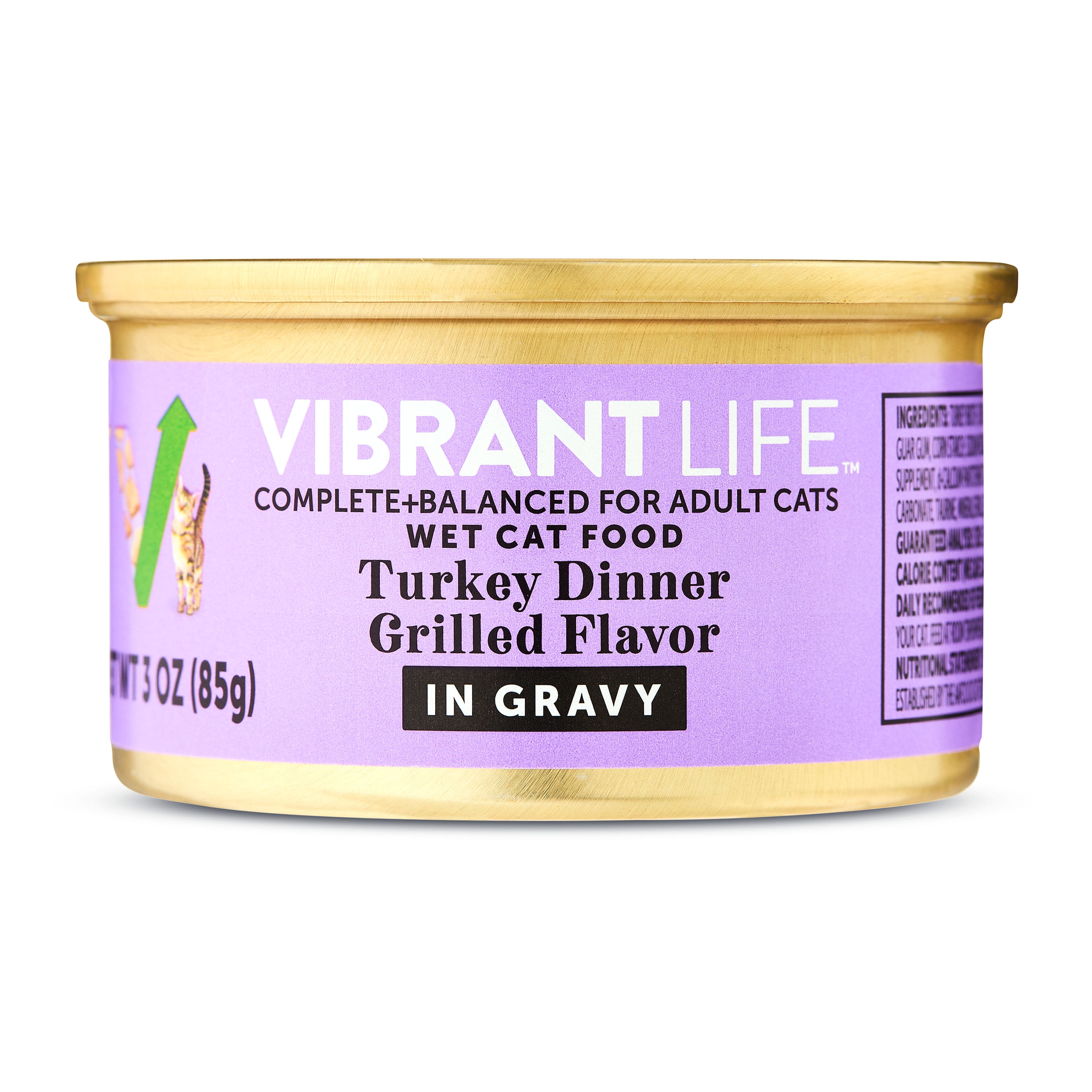Vibrant Life Turkey Dinner Grilled Flavor Cuts in Gravy Wet Cat Food, 3 oz Can