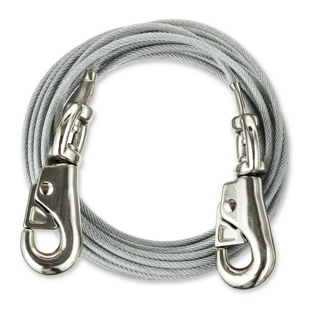 Vibrant Life Ultra Durable 25ft Reflective VinylCovered TieOut Cable for Dogs up to 125Lbs