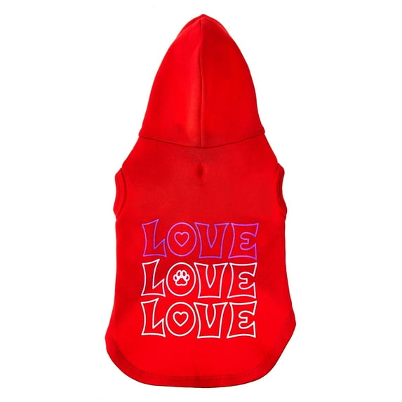 Vibrant Life Valentine's Day Love Dog and Cat Hoodie, Red, XS