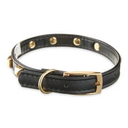 Vibrant Life Vegan Leather Black with Gold Studs Adjustable Dog Collar, S