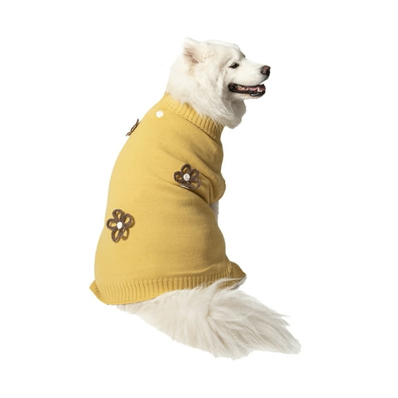 Vibrant Life Halloween Sweater for Dogs, Flowers, Yellow, Extra Large