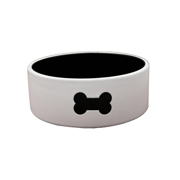 Vibrant Life White Ceramic Dog Pet Bowl