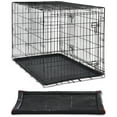 thumbnail image 1 of Vibrant Life Wire Dog Crate, Double-Door, Divider and Leak-Proof Tray, Metal, Foldable, Durable, Black, 42" with Durable and Water-Resistant Crate Mat, Black, 42", 1 of 3