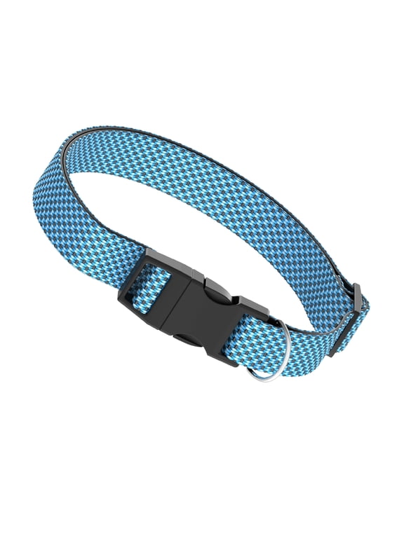 Woven Padded Dog Collar, Blue, Large