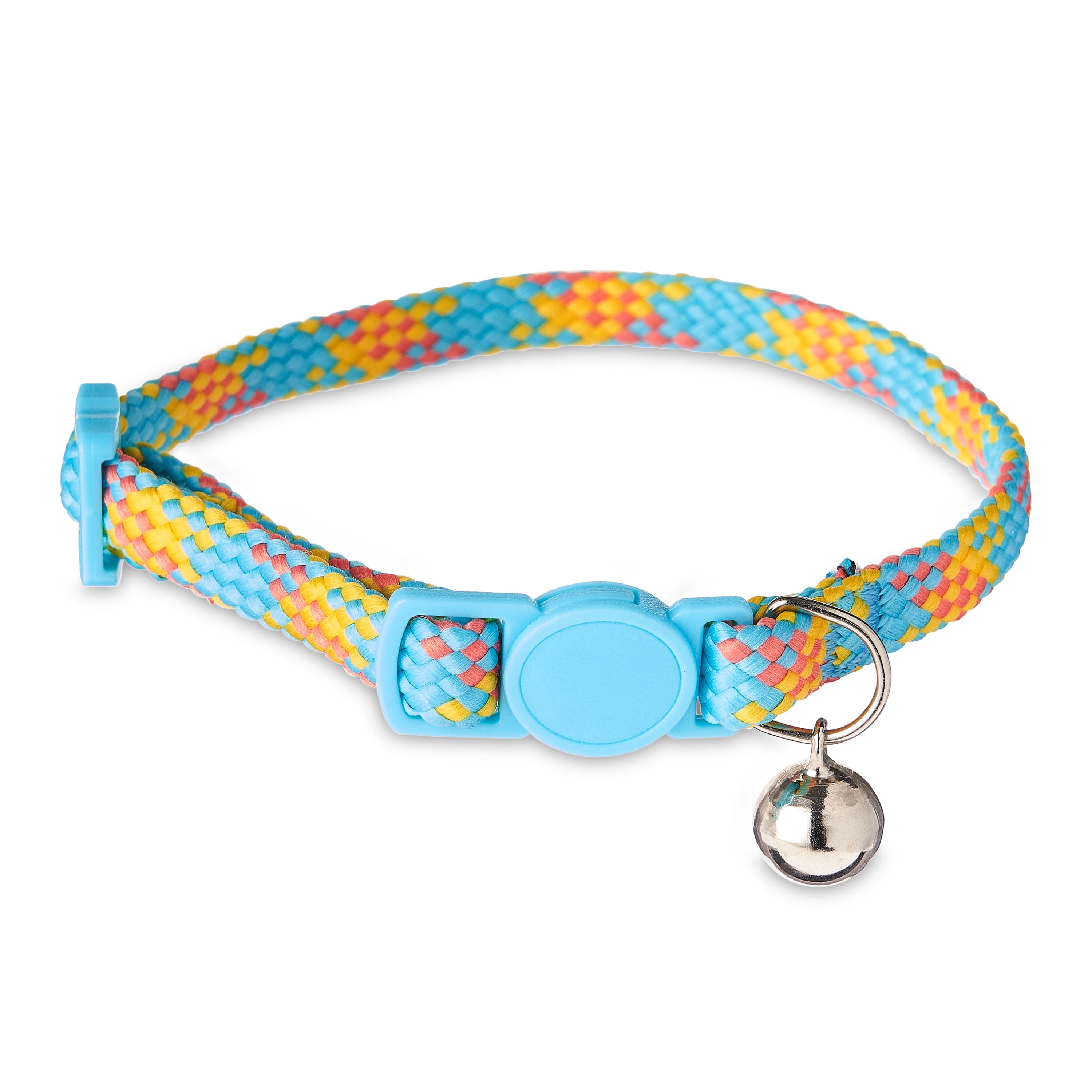 Vibrant Life Woven Teal & Orange Cat Collar, One Size Fits Most